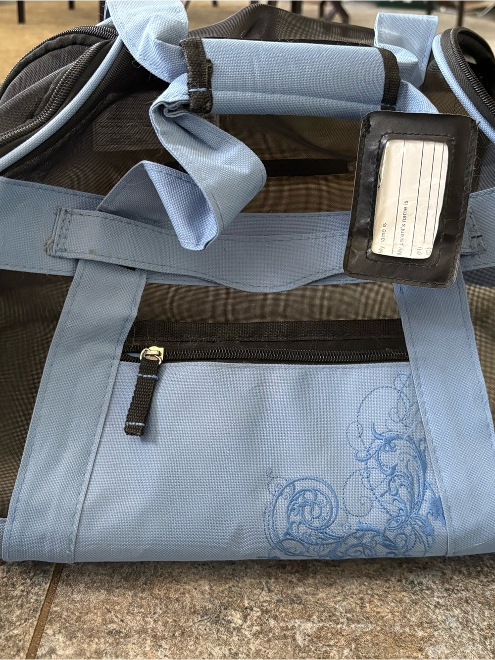 Light blue small pet carrier